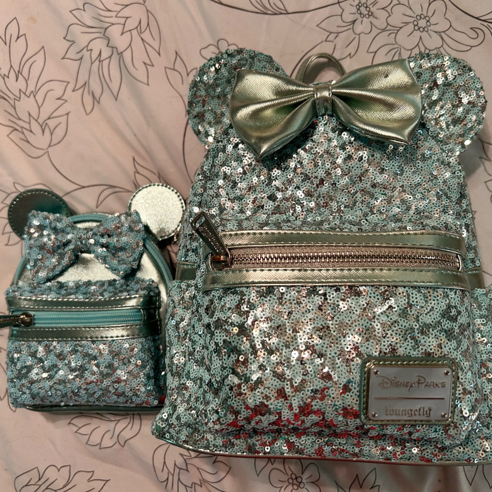 DisneyParks Arendelle Frozen Loungefly Backpack and Wristlet